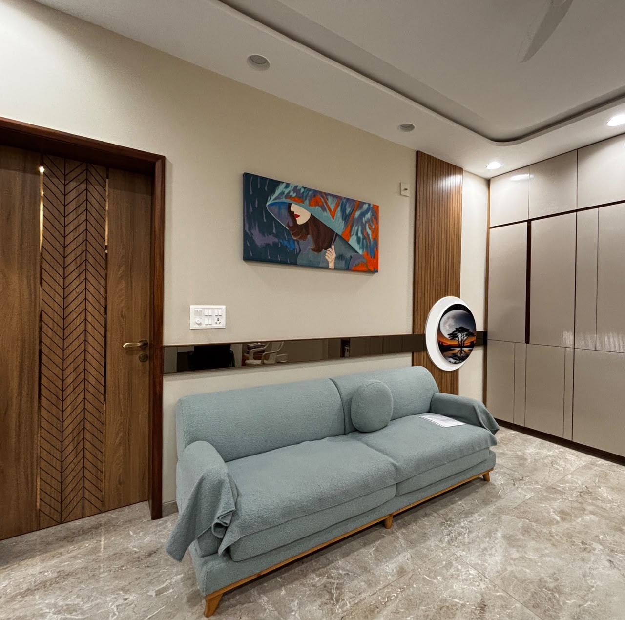 Verdant Haven — Devotional & Commissions by Nisha Arts, Multi-panel leaf mural, commissioned, 2024