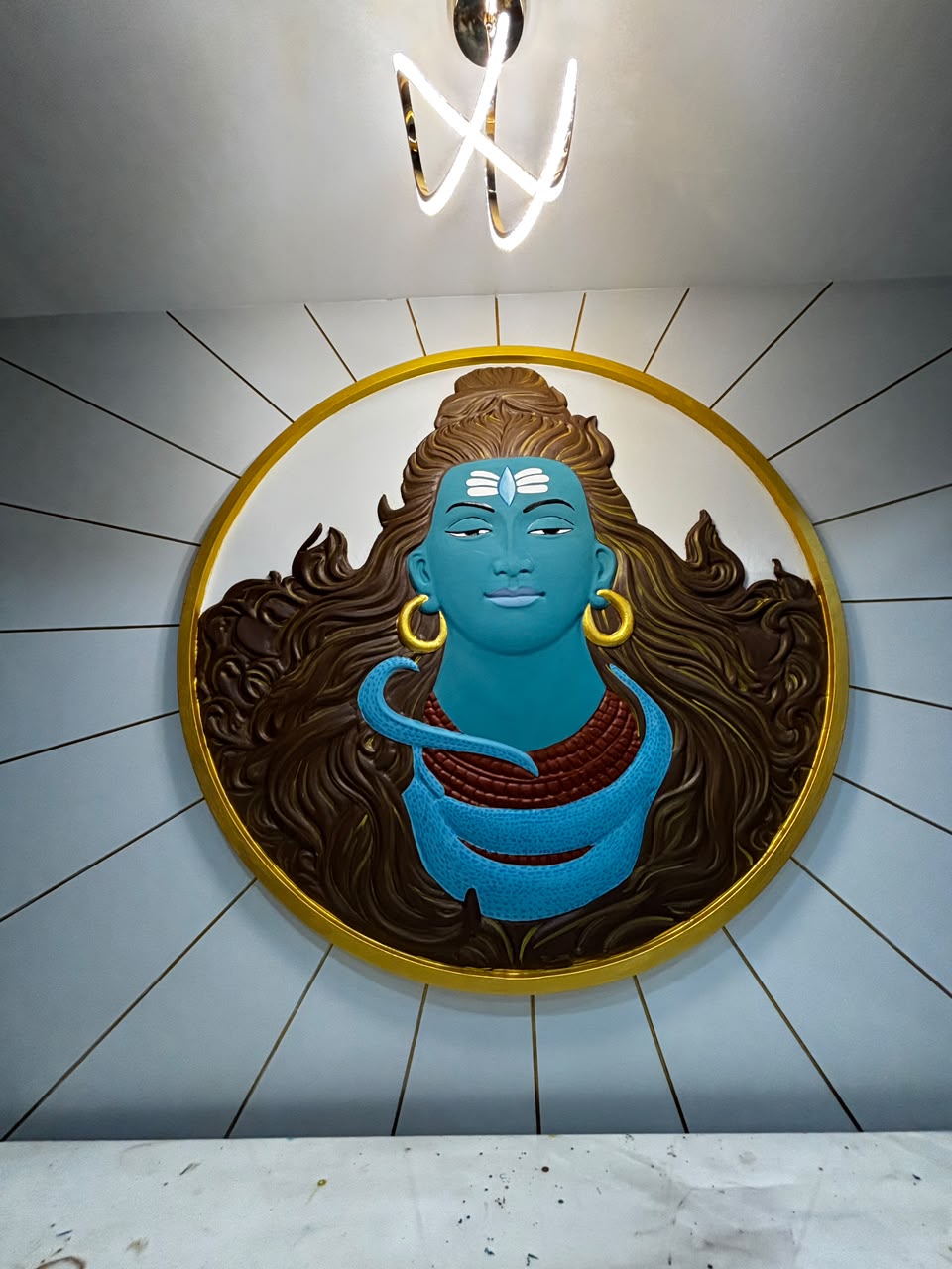 Shiva in Gold — Devotional & Commissions by Nisha Arts, 3D relief with metallic finish, 2024